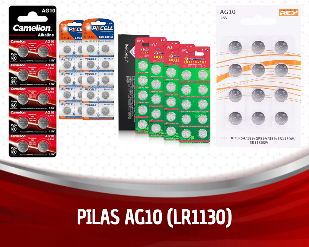 LiCB Paquete de 10 pilas LR1130 AG10 de 1,5 V, pilas alcalinas de botón de  larga duración